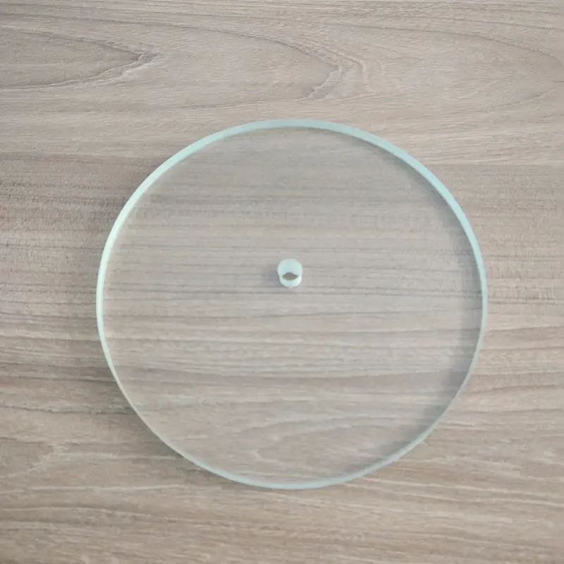 high borosilicate glass disc with hole in center