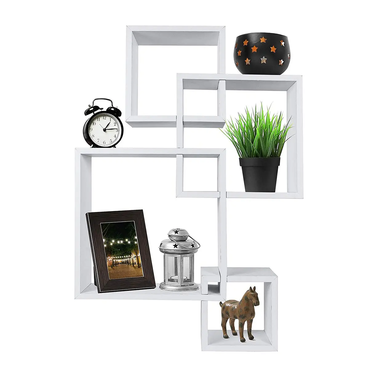 Modern 4 Cube Intersecting Wall Mounted Floating Shelves Living Room Furniture