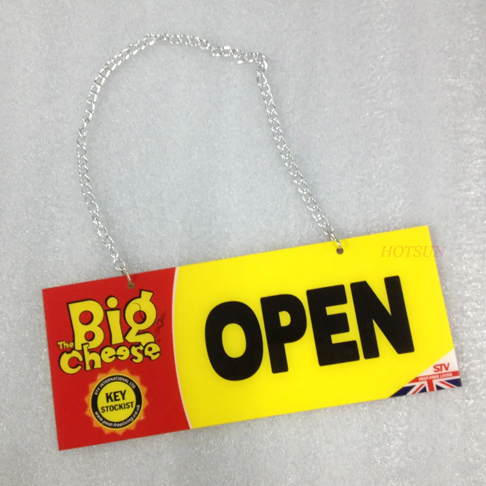 High Soluation Two sides Printing Metal Chain Suction Cup Acrylic Open Closed Sign