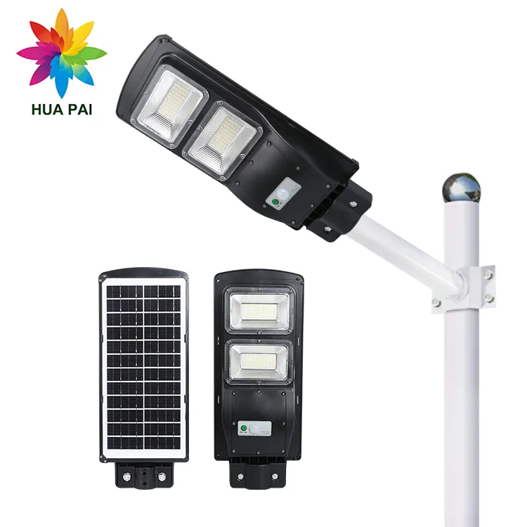 HUAPAI Лидер продаж, наружный дорожный осветительный прибор IP65 30 Вт 60 Вт 90 Вт 120 Вт, светодиодный солнечный уличный фонарь