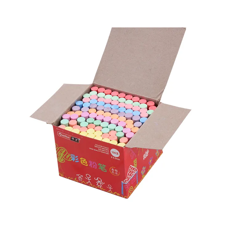 High Quality 100 sticks dustless 10 color School Blackboard Dustless Colorful chalk for kids