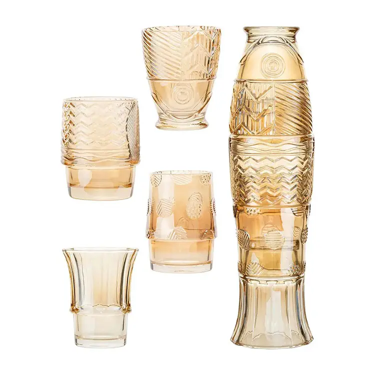 Креативные стеклянные стаканы Koi Fish, набор из 4 стеклянных стаканов для напитков