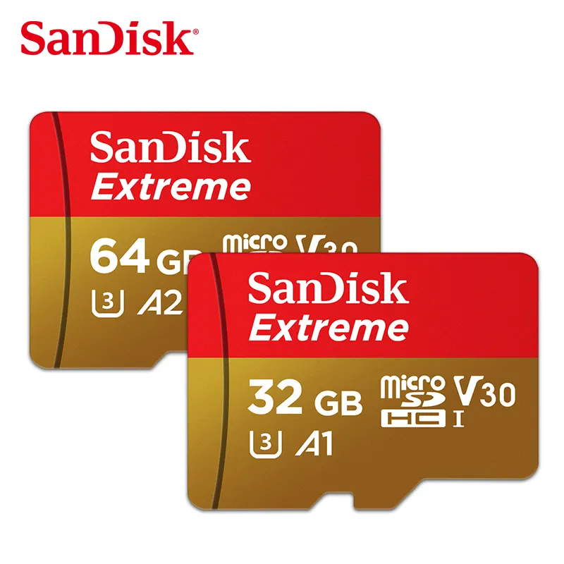 wholesale original SanDisk A2 Extreme Micro SD Card 64GB 32GB V30 high speed 100mb/s flash TF Card microsd Support 4K HD