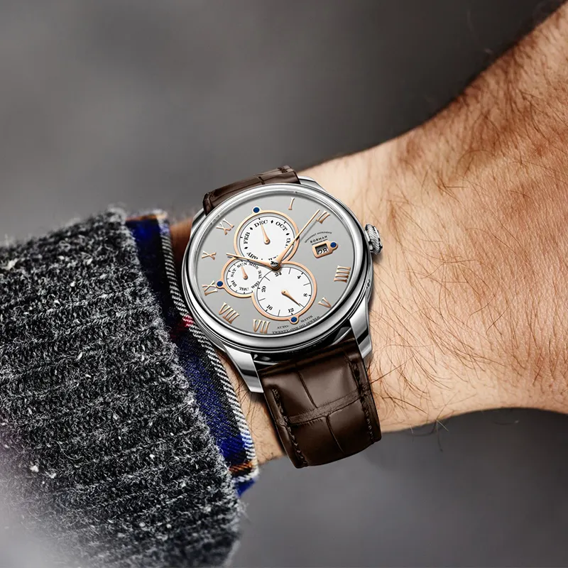Роскошные автоматические часы BORMAN с кожаным ремешком, водонепроницаемость 5 АТМ, оригинальный производитель, ручные часы с логотипом на заказ, мужские наручные часы