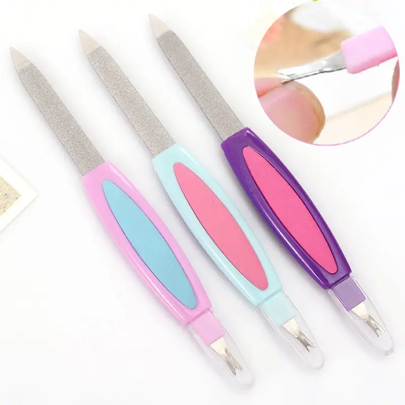 Double Sided Nail Art Care Files Cuticle Trimmer Nipper Remover Metal Nail File Manicure Pedicure Beauty Tools Salon Supplies