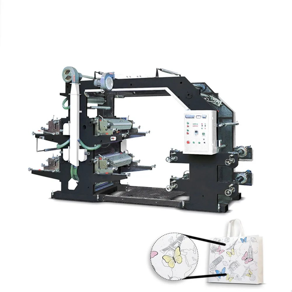 High Standerd Quality Non Woven Fabric T Shirt Bags Flexo Printing Press Machine 4 Color Flexo Printing Machine Price