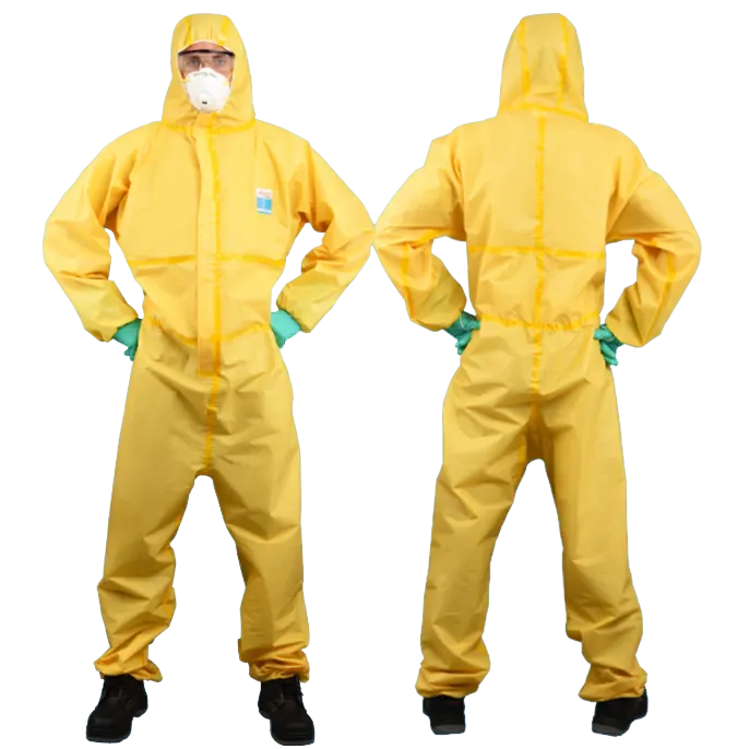 Aeofa EN14126 L to 3xl Industrial grade C non breathable 3 times reusable hazmat-suit coverall with fingerloops