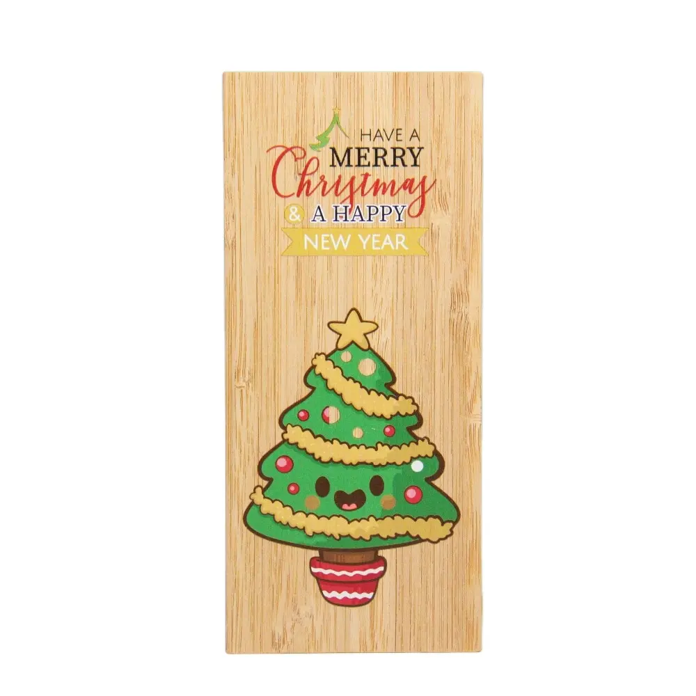 Деревянная Рождественская поздравительная открытка из бамбука