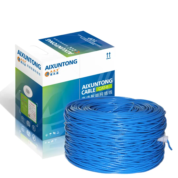 305 футов м сеть Cat6 2x4p 23awg 24awg неэкранированный UTP твердый ПВХ синий массовый Ethernet lan кабель