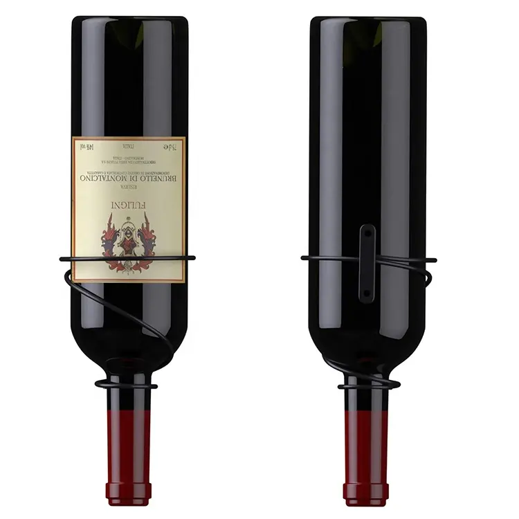 Настенный винный спиральный держатель для бутылок, черный горизонтальный дисплей, современный металлический одиночный декор, вертикальные подвесные винтовые стены для вина