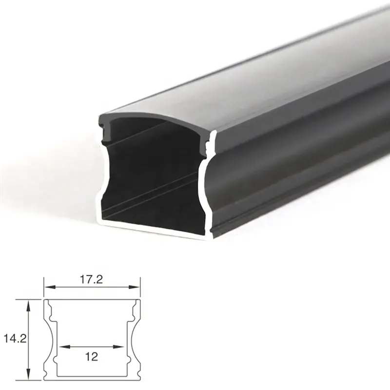 Встроенный U-образный черный алюминиевый экструзионный профиль для светодиодных осветительных лент светодиодных каналов