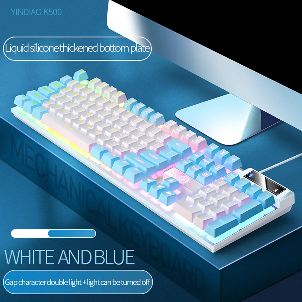 New Candy Color Waterproof Gaming Keyboard RGB Backlit Computer Mechanical Gaming Keyboard For Windows Mac Games