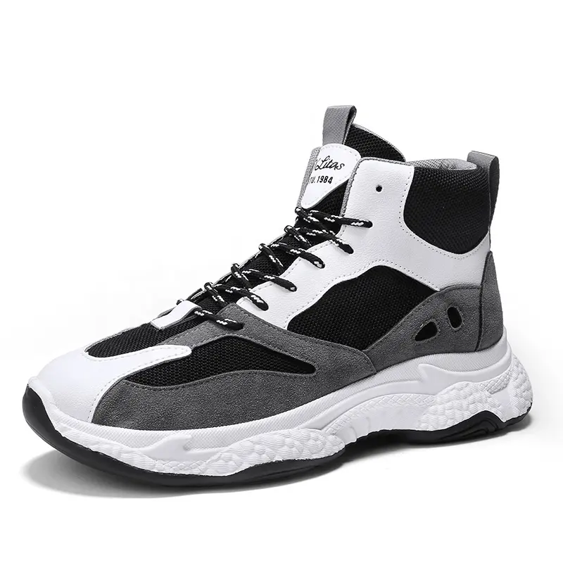 Men's Fashion Sneaker Lace High Top Casual Sport Shoes For Men Height Increasing Breathable Walking Shoe