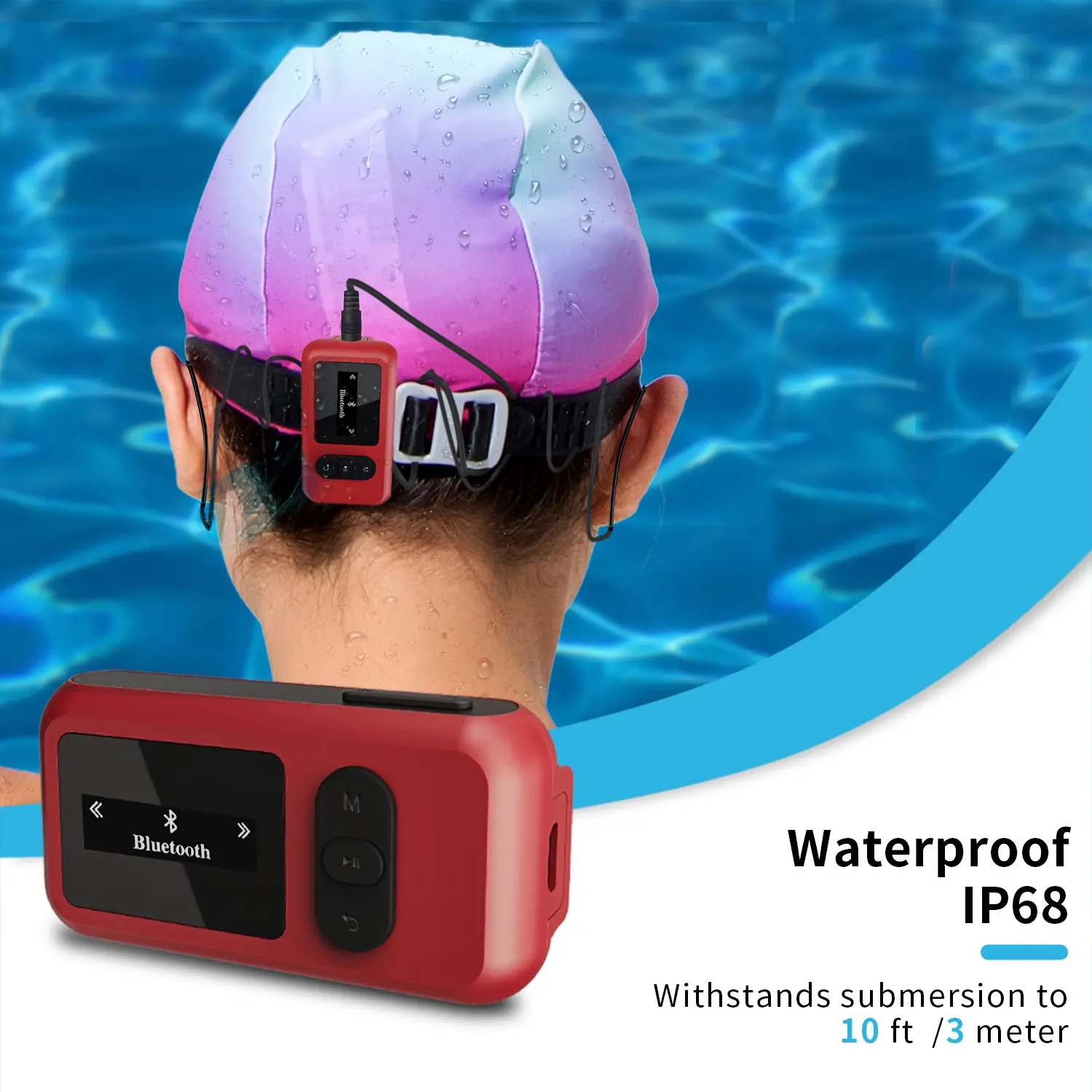 Водонепроницаемый MP3-плеер для плавания, 8 ГБ, IP68, поворот на 360 градусов, usb 4,2, музыкальный плеер, mp3