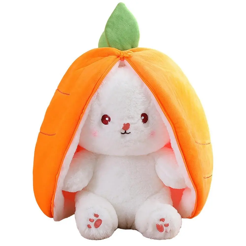 Двусторонняя плюшевая игрушка с клубничным морковным кроликом на молнии, мягкая плюшевая кукла с кроликом