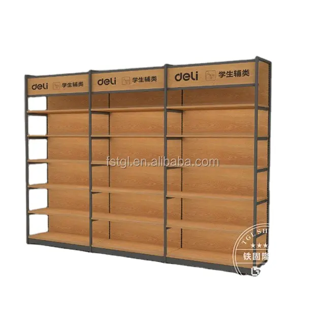 Supermarket Shelf Gondola Shelving Shop Wood Display Stand Boutique Supermarket, Convenience Store for Clothes and Bag Display