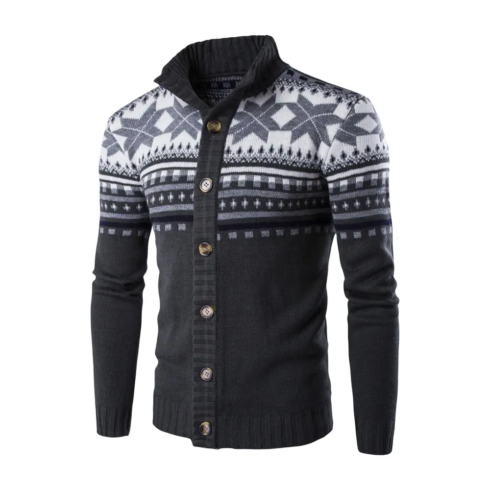 Everland OEM 2021 autumn and winter new trade fashion Christmas print men's cardigan sweater coat fashion outerwear