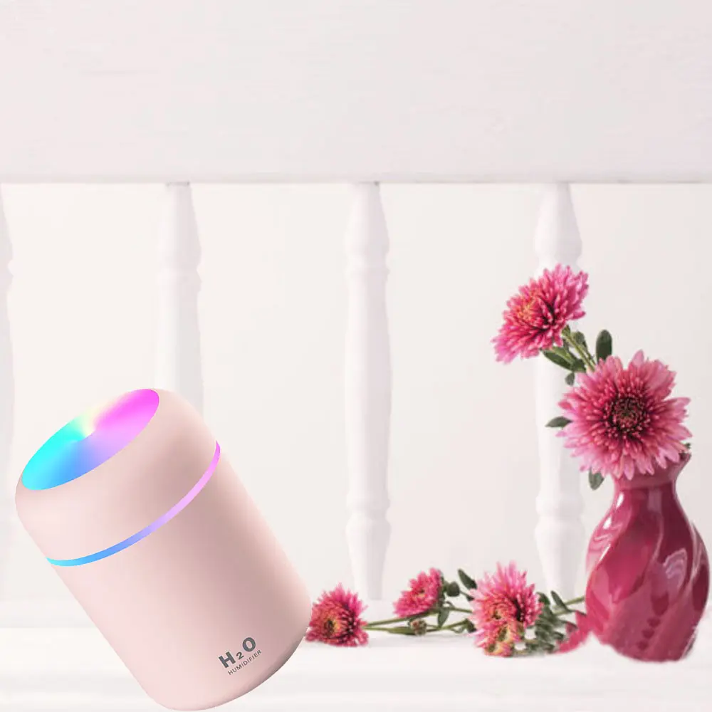 2022 Portable LED light mini 300ml h2o Spray Mist humidifier Double Wet Aroma Essential Oil Diffuser Car usb air humidifier