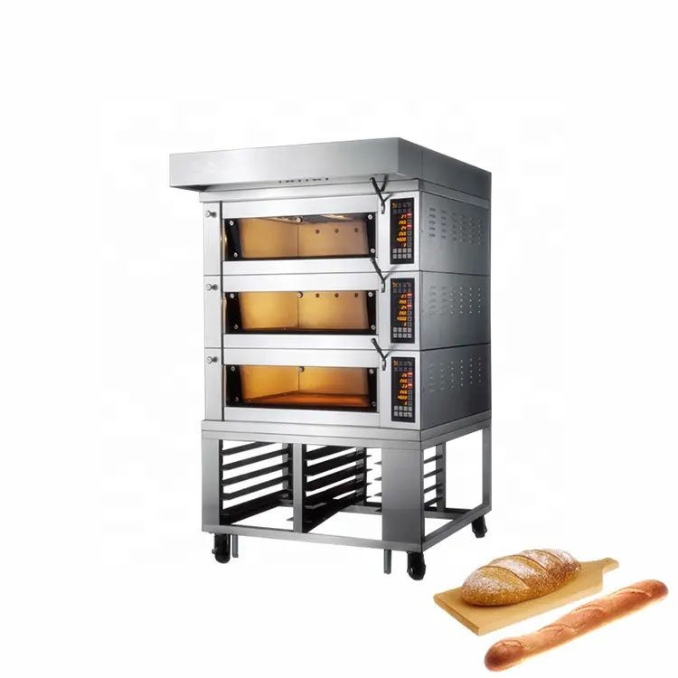 Industrial 3 Deck Gas Electric Bread Baking Oven Heavy Duty Bread Machine