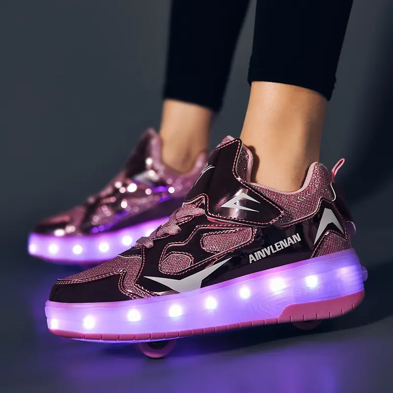 Светодиодные роликовые туфли AMG01 для детей, Новое поступление 2021, модная обувь с колесами