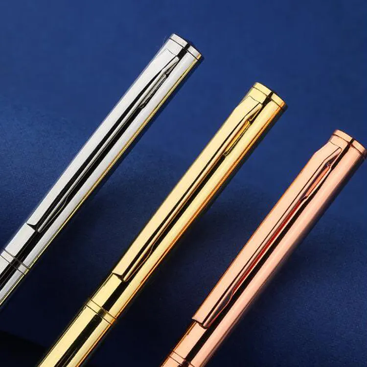 NMWH-020 New Arrival Advertising Logo Gold Metal Slim Pen Rose Gold and Silver Ball Pen