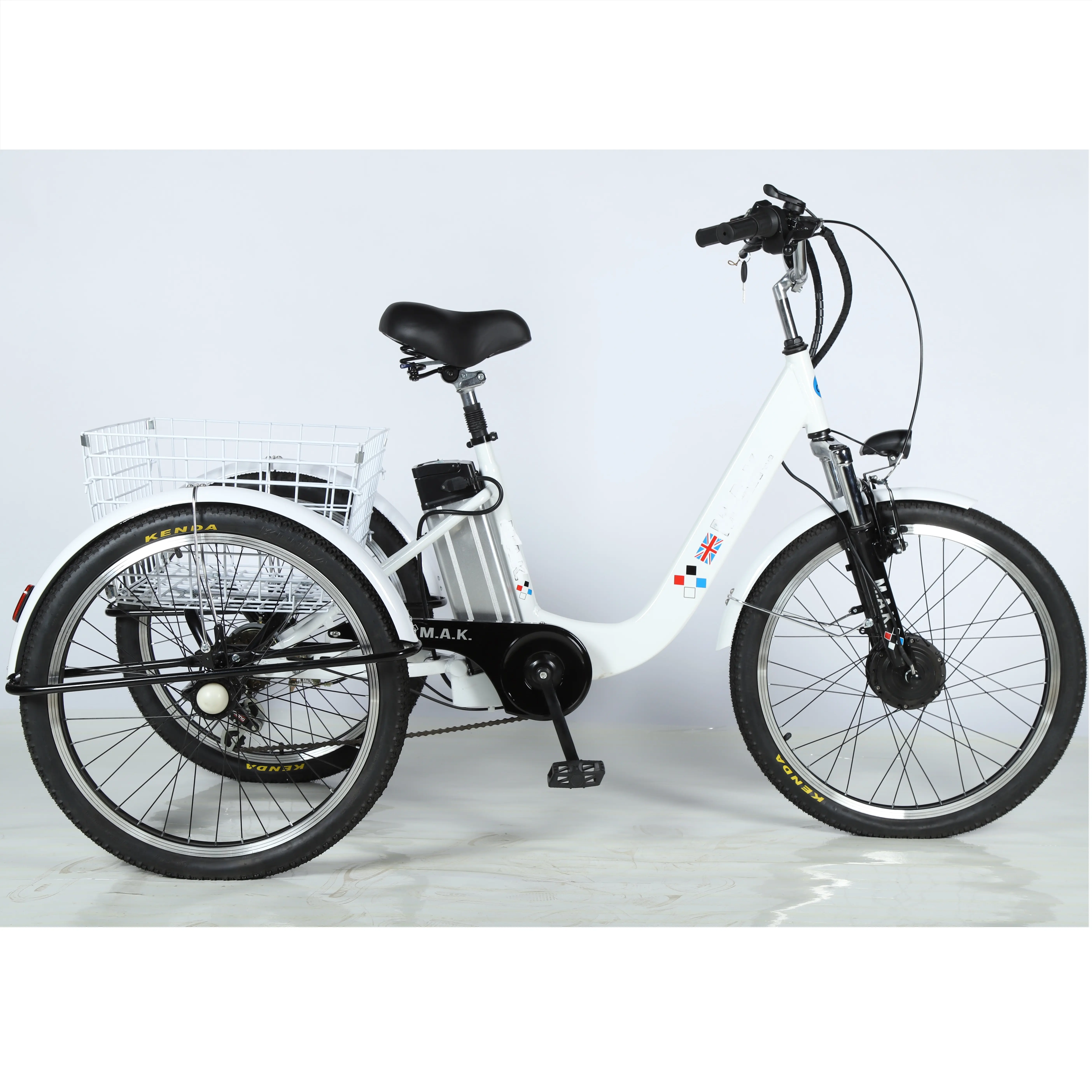 24'' 7speed Electric 3 wheels bikes cargo basket electric tricycles