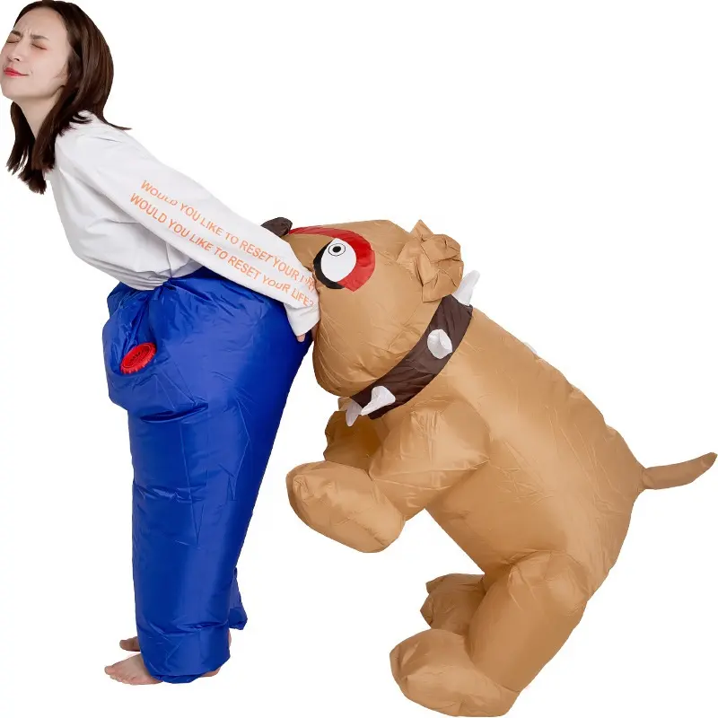 Adult Dog Bites Man Inflatable Costume for Halloween Cosplay Party