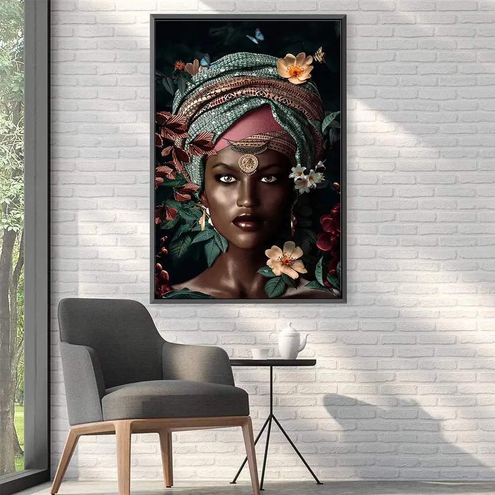 Современные африканские женские портреты, живопись из фото, печать на холсте с рамкой для картины, домашний Настенный декор, арт-принты