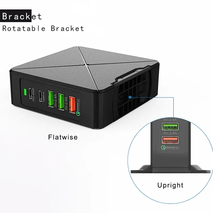 Qc 3.0 Quick Charger With Pc Fireproof Material Power Supply Adapter For Tablets 45W Charger