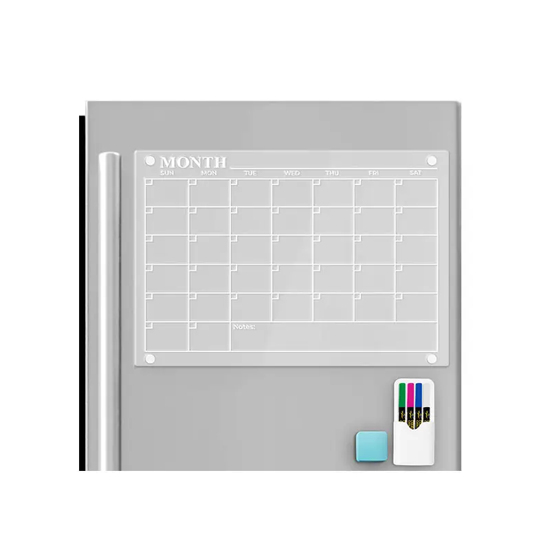 Acrylic Wall Calendar Fridge Acrylic Note Board Dry Erase Board Magnetic Clear Includes Four Markers Pen Holder Planner Board