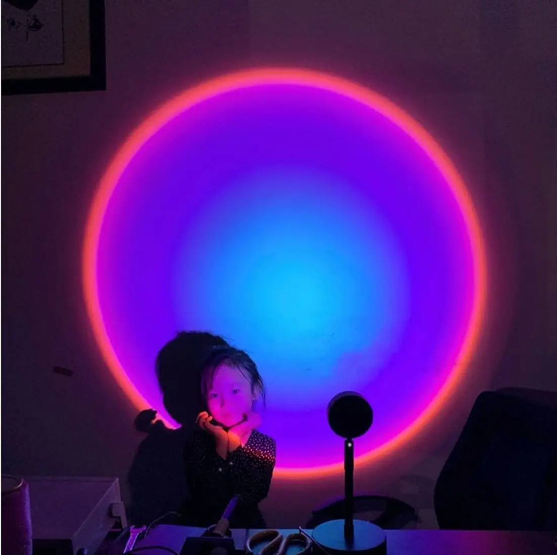 2021 Wall Decor Usb Button Rainbow Sunset Projector Atmosphere Led Night Light Plug Charging