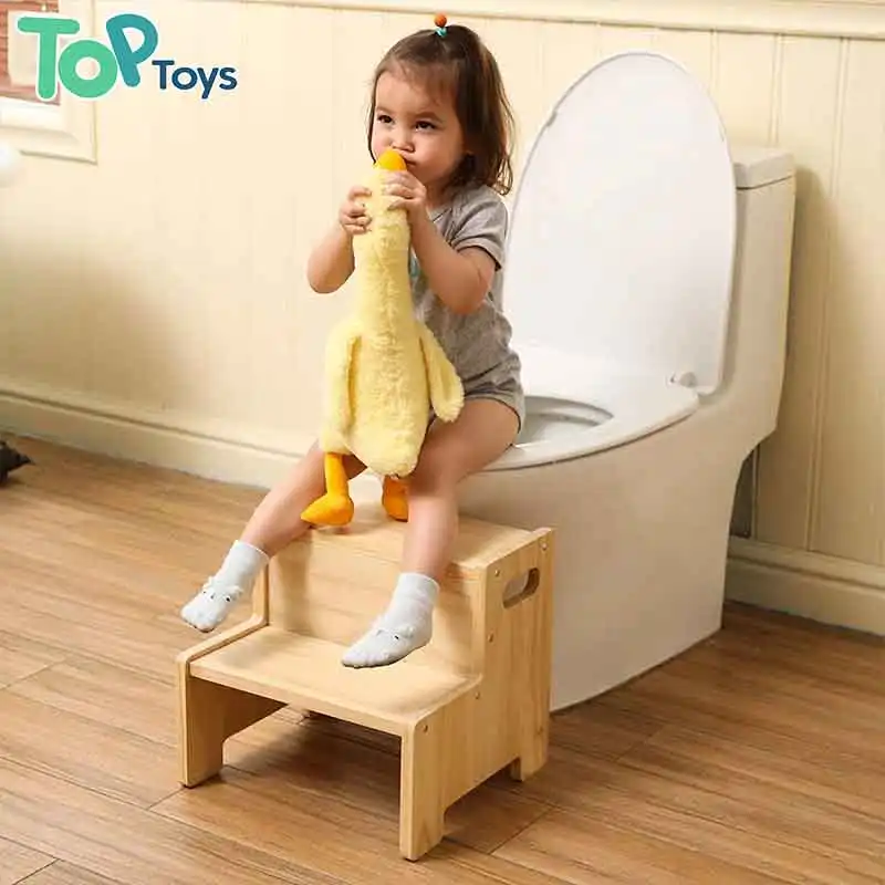 TOP Montessori Wooden Toddler Step Stool for Kids Bathroom Potty Stool   Kitchen Stool Independent Training Washing Hands