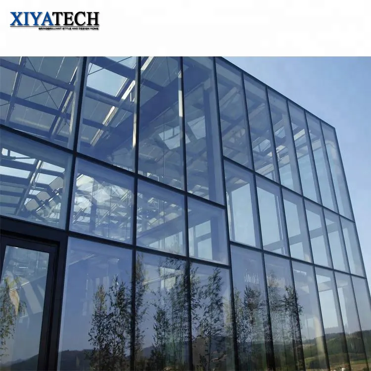 Высококачественная структурная алюминиевая рама XIYATECH, наружные стеклянные панели, занавески