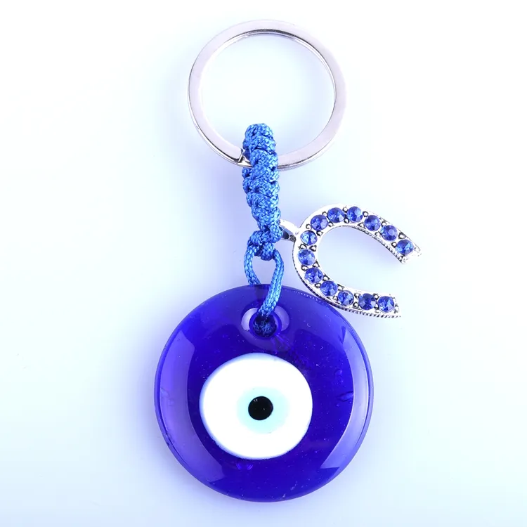 New Arrival Alloy Glass Key Ring Customize Evil Eye Bag Keychain