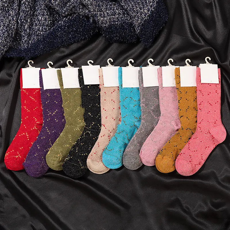 2022 носки с заводским логотипом блестящие носки модные роскошные брендовые дизайнерские бриллиантовые женские носки в наличии горячая распродажа