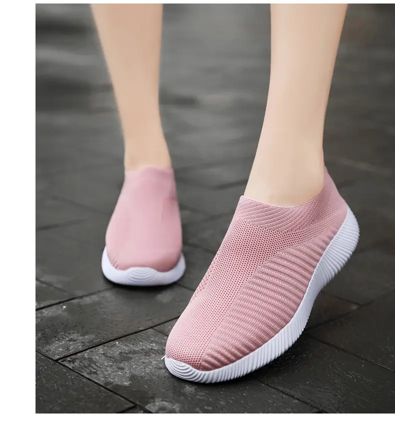 Women Vulcanized Shoes High Quality Women Sneakers Slip On Flats Shoes Women Loafers Plus Size Walking Flat