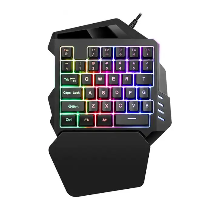 One Handed Keyboard LED Gaming Keypad Ergonomic for PUBG Mobile converter Game Controller Keyboard for PS4/Xbox/ Switch Gamer