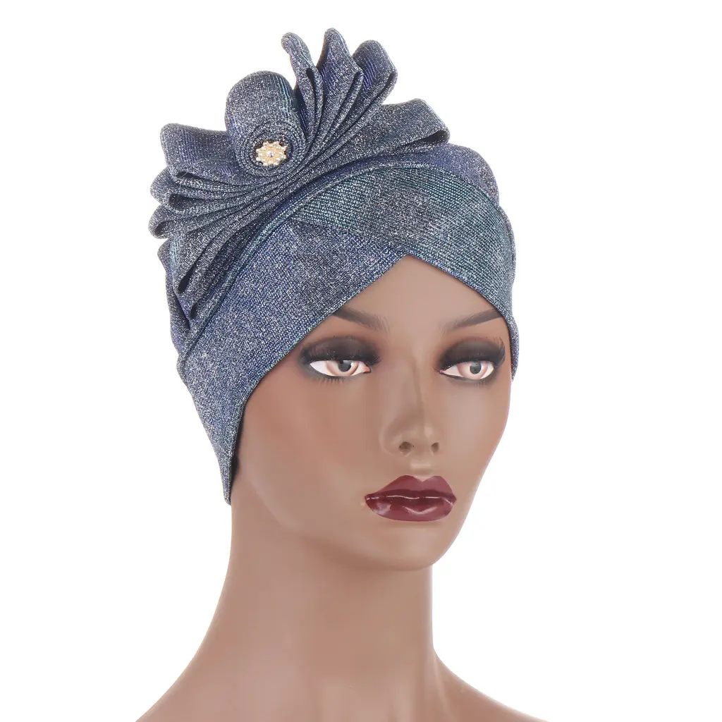 Красивая блестящая Мерцающая шапка-тюрбан для женщин, африканская головная повязка для женщин, повязка на голову для дам