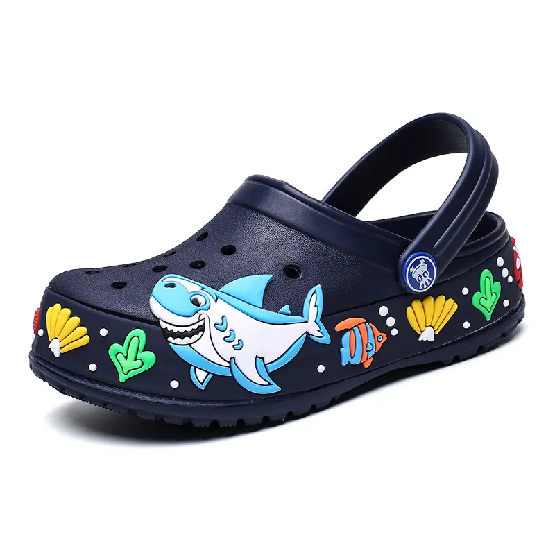 Wholesale price summer cute ocean pattern black kids garden clog children