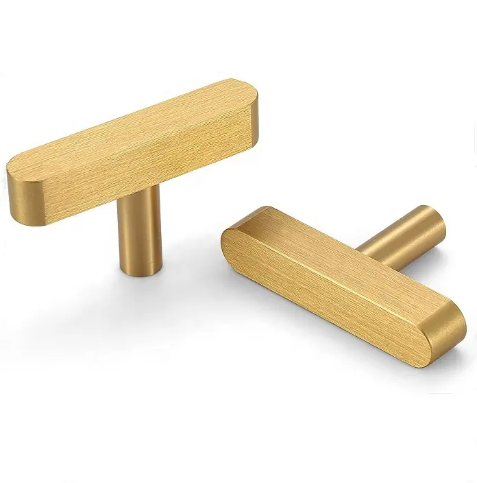 Изготовленный на заказ 2 дюйма T Bar шкаф вытягивает прочные золотые дверные ручки латунные ручки сплошные латунные матовые золотые ручки для шкафа