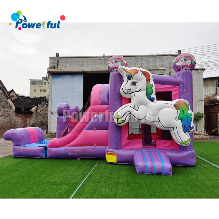 Pink Unicorn bouncer slide combo for party rental store use