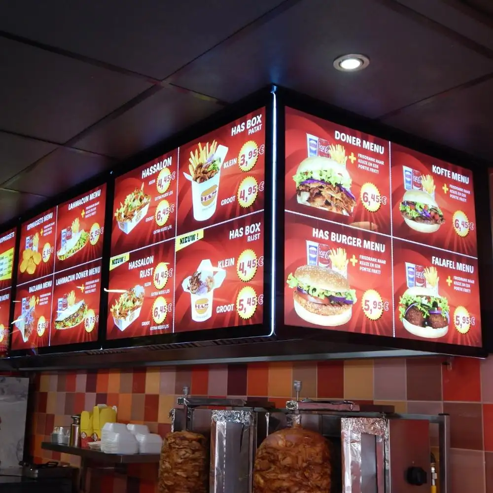 Menu Light Box Burger Shop Led Menu Light Box Wall Hanging Led Board Magnetic Light Box For Restaurant