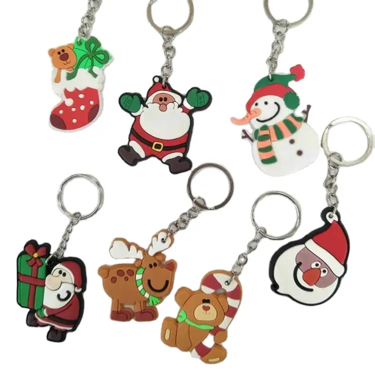 new arrival free sample promotional gift Christmas Keychains soft PVC rubber keyring/keychain/ holder/key organizer