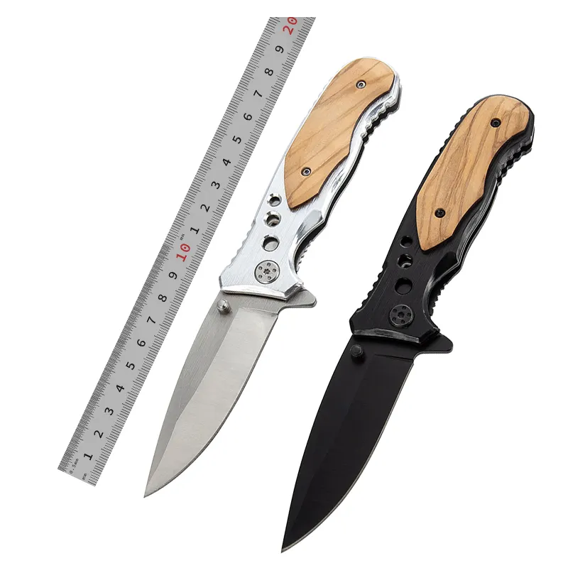 2022 hot selling aluminum olive handle steel blade outdoor camping survival folding knife pocket customized knife