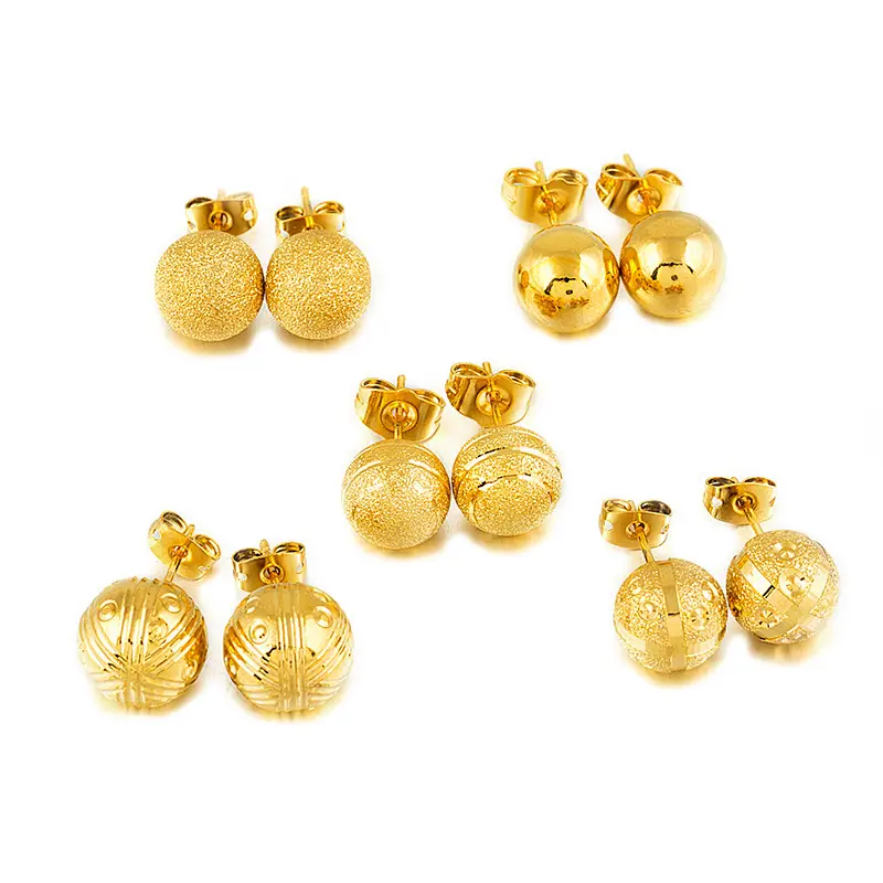 Маленькие серьги-гвоздики золотого цвета с шариком для молодых девушек, простые круглые эфиопские ювелирные изделия в Африканском, американском и европейском стиле E053