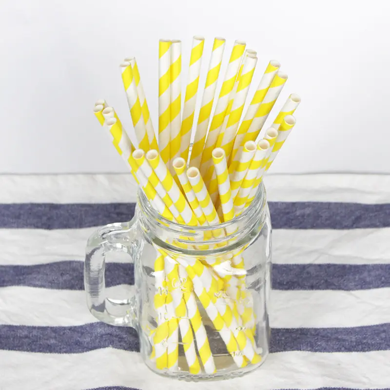 Disposable Biodegradable black color stripe paper straws,paper boba straw