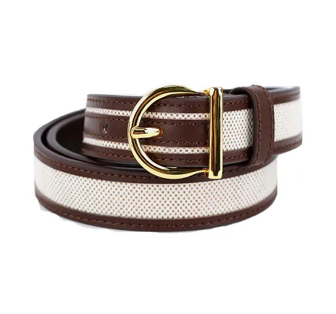 2022 New design canvas belt women's decorative genuine leather cowhide belt versatile Vintage Leather Belt for women