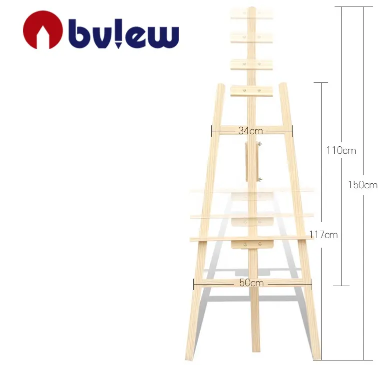 Профессиональный мольберт из сосновой древесины 150 см для художественной живописи