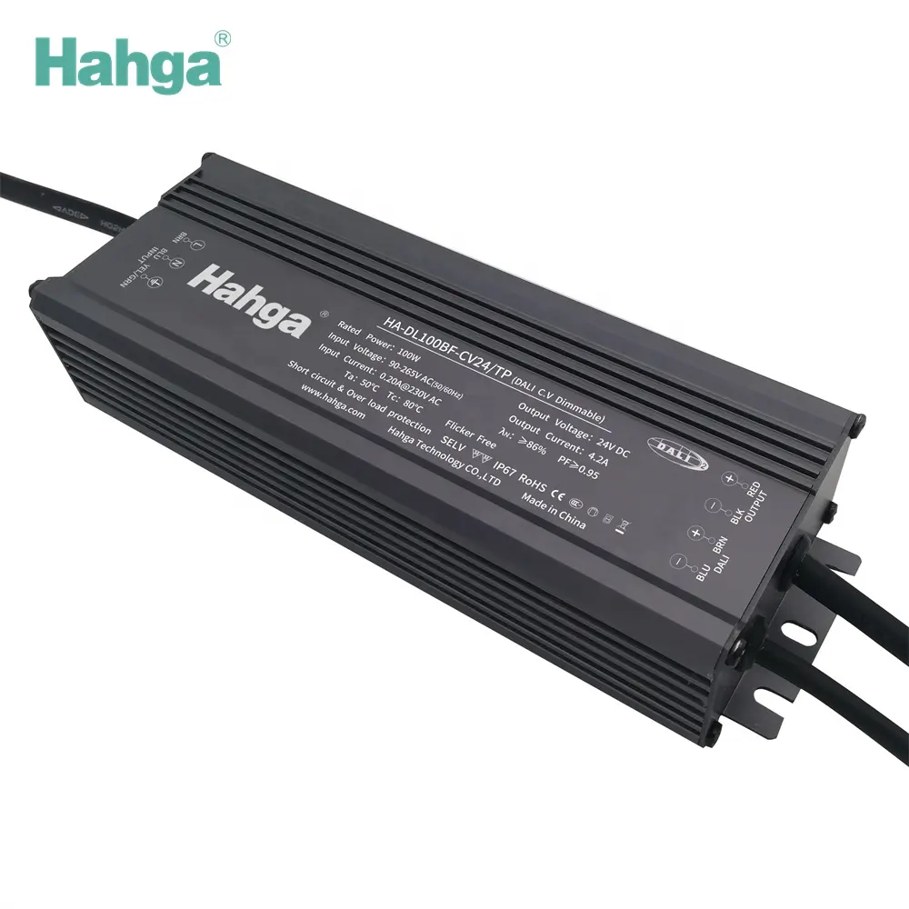 Waterproof Dimmable DALI Driver 100W 24V Constant Voltage IP67 DALI Power Supply LED Driver CE ROHS 226*68*39mm AC90-265V 5-year