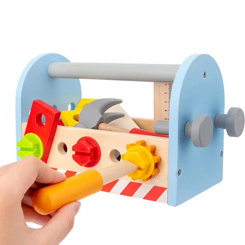 Kids Toolbox Toy Wooden Pretend Game Puzzle Montessori Disassembly Set Simulation Repair Carpenter Tool Boy Gift